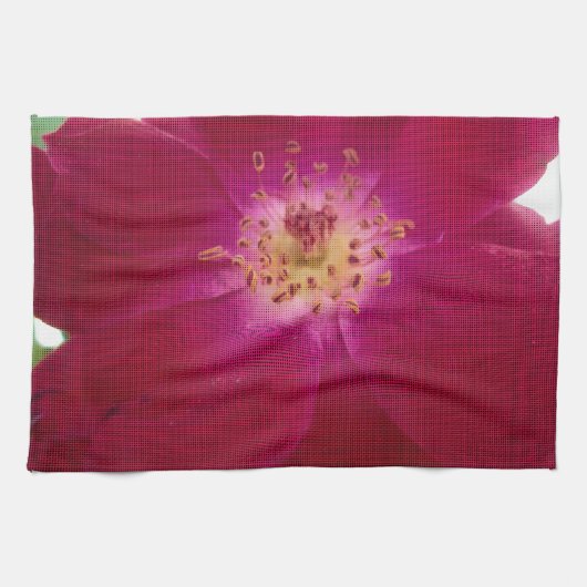 Petal Perfection: Geruit Roos Petal Pattern Art Theedoek (Horizontaal)