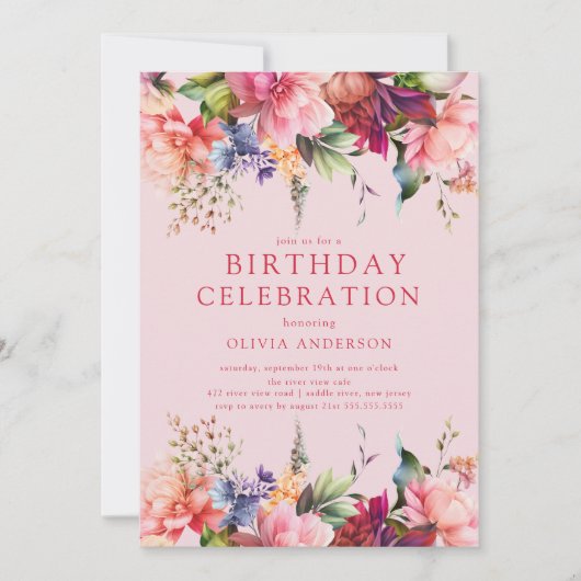 Petal Perfection Verjaardag uitnodiging (Voorkant)