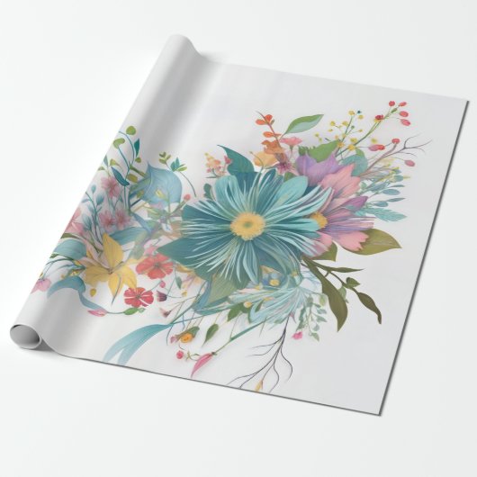 Petal Perfection Waterverf Cadeaupapier (Uitgerold)
