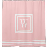 Petal Pink and White Classic Square Monogram Douchegordijn (Voorkant)
