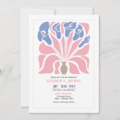 Petal Pink/Cornflower Abstract Floral Boho Wedding Kaart (Voorkant)