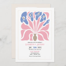 Petal Pink/Cornflower Abstract Floral Boho Wedding