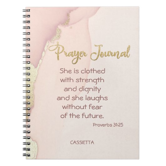 Petal Pink Gold Marble Accent - persoonlijk gepers Notitieboek (Voorkant)