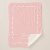 Petal Pink Wavy Border Monogram Sherpa Deken (Voorkant)