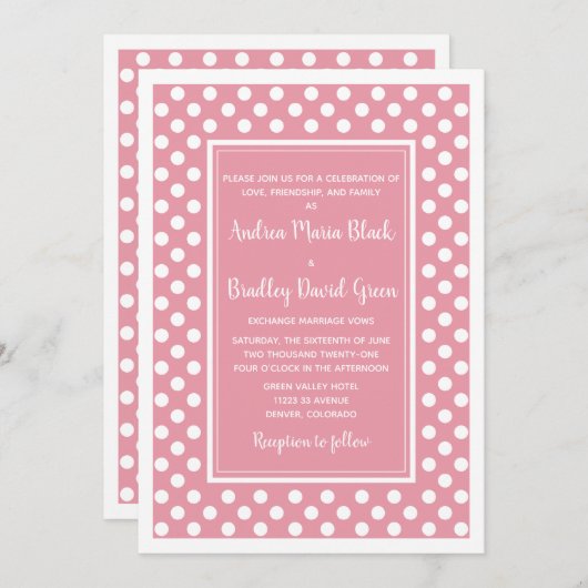 Petal Pink White Polka Dot Weddenschap Kaart (Voorkant / Achterkant)