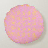 Petal Pop – Pink & Gold Seamless Geometric Pattern Rond Kussen (Achterkant)