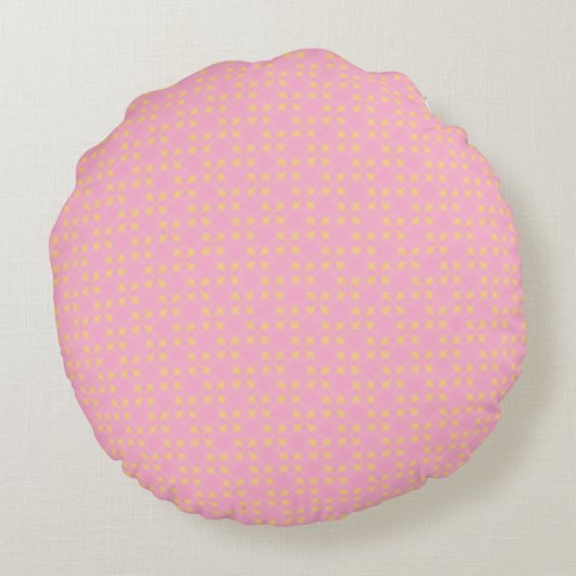Petal Pop – Pink & Gold Seamless Geometric Pattern Rond Kussen (Achterkant)