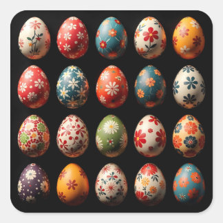 Petal Power Easter Eggs Vierkante Sticker
