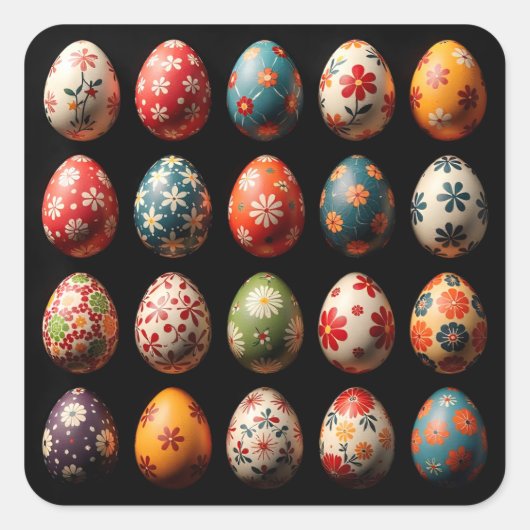 Petal Power Easter Eggs Vierkante Sticker (Voorkant)