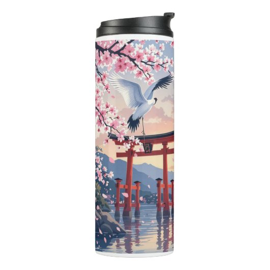 Petal Reverie—A Crane’s Serenade at Sundown Thermosbeker (Gedraaid links)