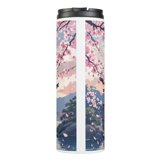 Petal Reverie—A Crane’s Serenade at Sundown Thermosbeker (Achterkant)