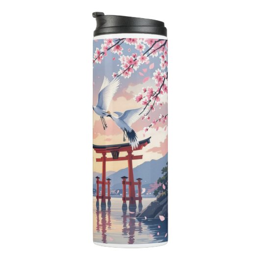 Petal Reverie—A Crane’s Serenade at Sundown Thermosbeker (Geroteerd rechts)