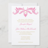 Petal Roze en Gouden Scroll op Ivoorviltpapier Kaart (Voorkant)