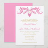 Petal Roze en Gouden Scroll op Ivoorviltpapier Kaart (Voorkant / Achterkant)