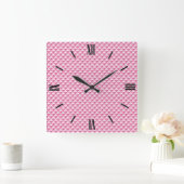 Petal roze, enamel look, bestudeerd raster vierkante klok (Huis)
