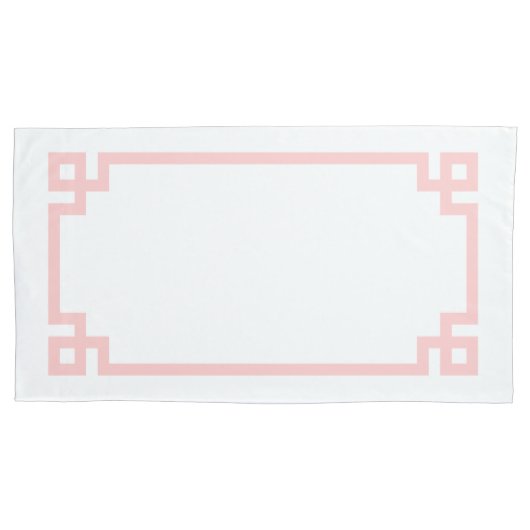 Petal Roze Griekse Sleutel Grens Koning Maat Kussensloop (Voorkant-Links)