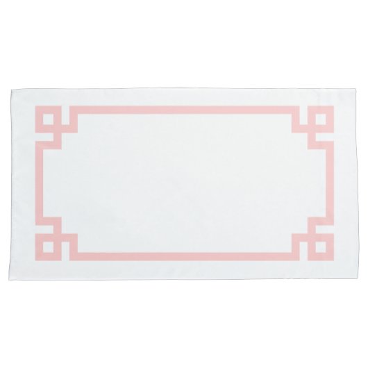 Petal Roze Griekse Sleutel Grens Koning Maat Kussensloop (Voorkant-Rechts)