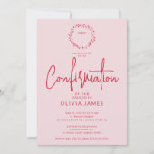 Petal Roze Meisjes Bevestiging Uitnodiging (Voorkant)
