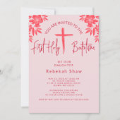 Petal Roze Meisjes Communie Uitnodiging (Voorkant)