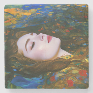 "Petal Serenity" - Vrouwen in Water Stenen Onderzetter