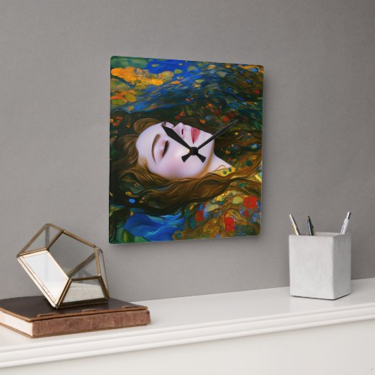 "Petal Serenity" - Vrouwen in Water Vierkante Klok (Kantoor)