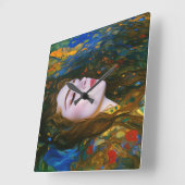 "Petal Serenity" - Vrouwen in Water Vierkante Klok (Hoek)