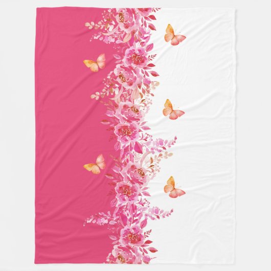 Petal Soft Pink Butterfly Sherpa Blanket Fleece Deken (Voorkant)