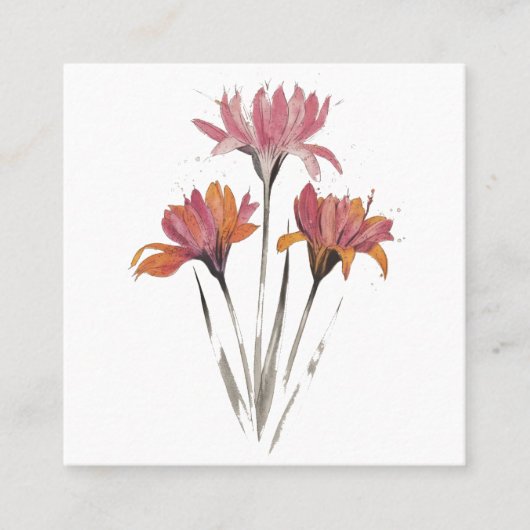 Petal Splashes: Waterverf en potlood Floral Art Aanbevelingskaartje (Voorkant)