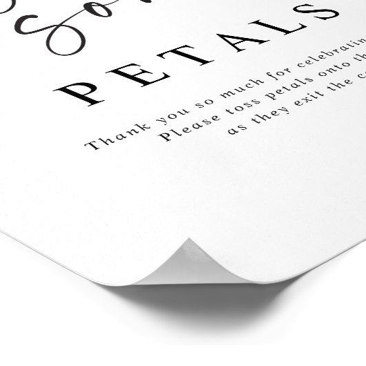 Petal Toss Modern Handwritten Wedding Sign Poster (Hoek)