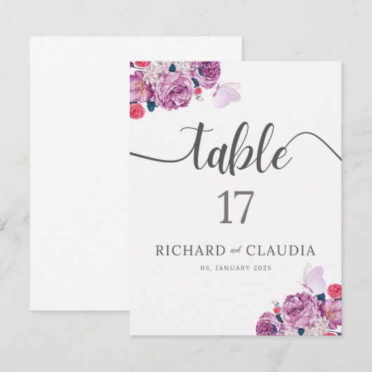 Petal Whispers Tafelnummerbord (Voorkant / Achterkant)