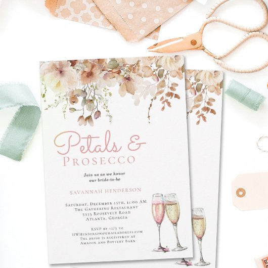 Petalen en Bubbly Prosecco Bloemen Vrijgezellenfee Kaart