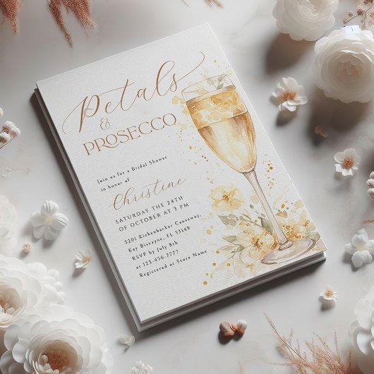 Petalen en Prosecco Bloemen Vrijgezellenfeest Kaart