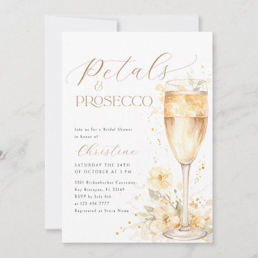 Petalen en Prosecco Bloemen Vrijgezellenfeest Kaart (Voorkant)