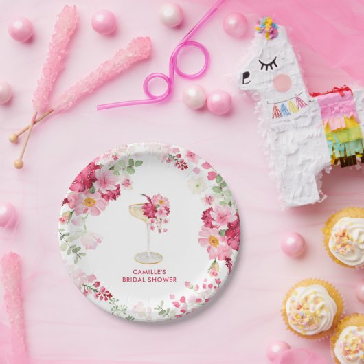 Petalen en Prosecco Bloemen Vrijgezellenfeest Papieren Bordje (Feest)