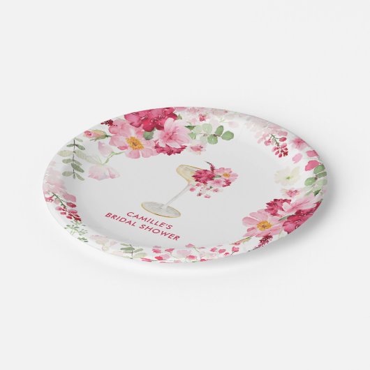 Petalen en Prosecco Bloemen Vrijgezellenfeest Papieren Bordje (Gekanteld)