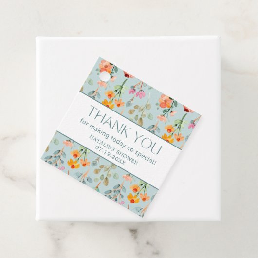 Petalen en Prosecco Blue Floral Vrijgezellenfeest Bedankjes Labels (In situ)