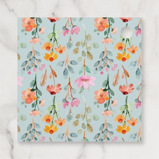 Petalen en Prosecco Blue Floral Vrijgezellenfeest Bedankjes Labels (Achterkant)