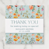 Petalen en Prosecco Blue Floral Vrijgezellenfeest Bedankjes Labels (Voorkant)