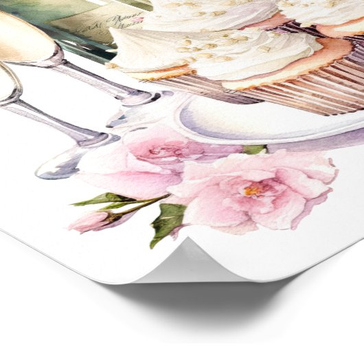 Petalen en Prosecco Cava en Cupcakes Mimosa Bar Poster (Hoek)