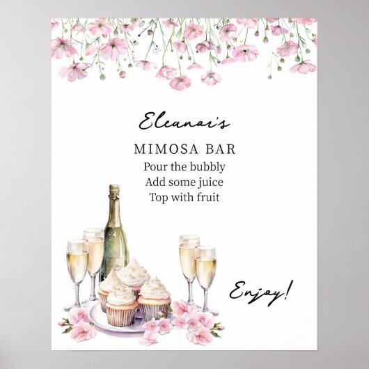 Petalen en Prosecco Cava en Cupcakes Mimosa Bar Poster (Voorkant)