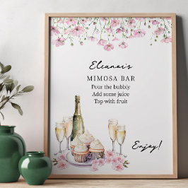 Petalen en Prosecco Cava en Cupcakes Mimosa Bar Poster