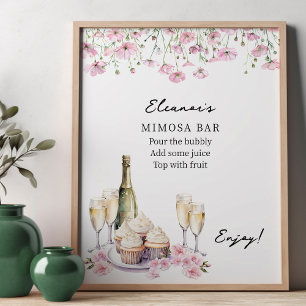Petalen en Prosecco Cava en Cupcakes Mimosa Bar Poster