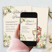 Petalen en Prosecco Cream Rozen Vrijgezellenfeest Kaart