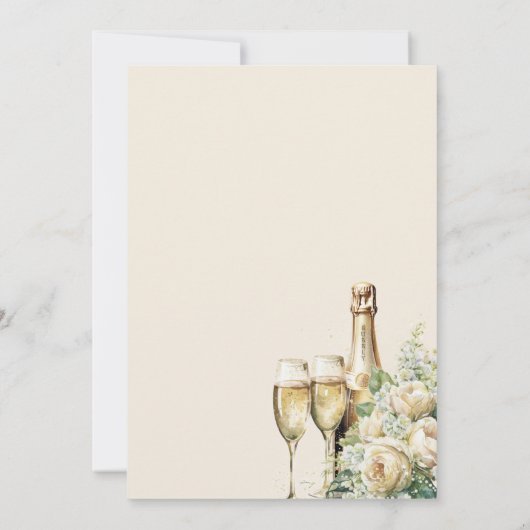 Petalen en Prosecco Cream Rozen Vrijgezellenfeest Kaart (Achterkant)