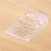 Petalen en Prosecco Elegant Bloemen Vrijgezellenfe Acryl Uitnodigingen (Laagn)