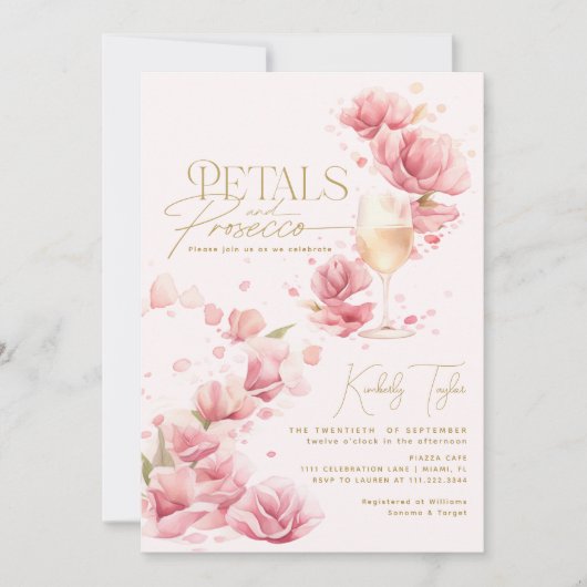 Petalen en Prosecco Floral Champagne Vrijgezellenf Kaart (Voorkant)