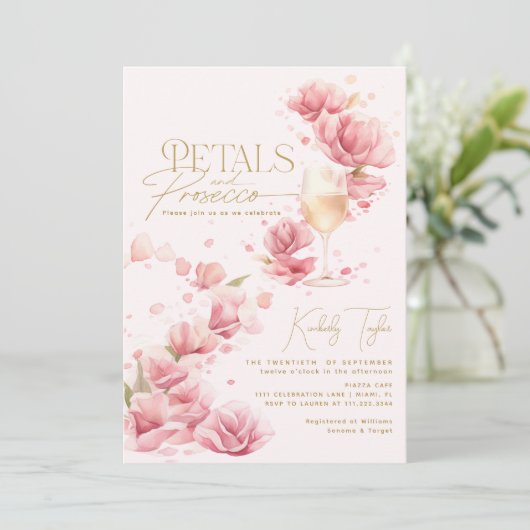 Petalen en Prosecco Floral Champagne Vrijgezellenf Kaart (Staand voorkant)