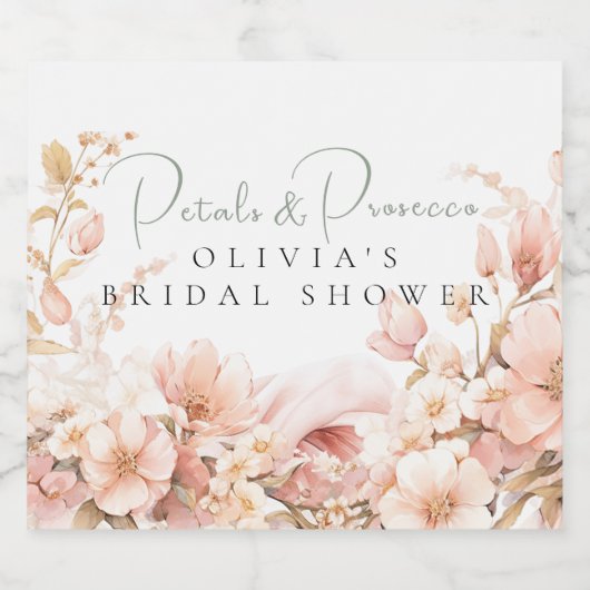 Petalen en Prosecco Mousserende Wijn Sparkling Wijnetiket (Enkel label)