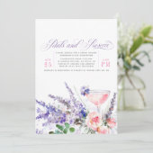 Petalen en Prosecco Paarse Bloemen Vrijgezellenfee Kaart (Staand voorkant)