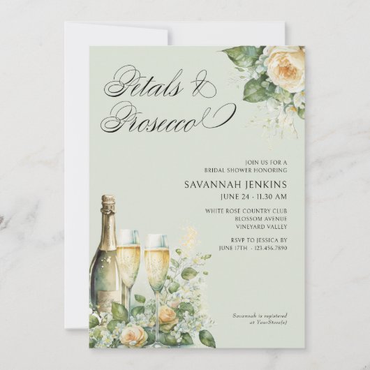 Petalen en Prosecco Peach Rozen Vrijgezellenfeest Kaart (Voorkant)